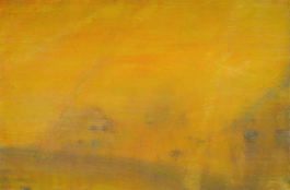 Orange – Dorf, Ölkaseintempera auf Nessel, 85 x 130 cm, 1994 